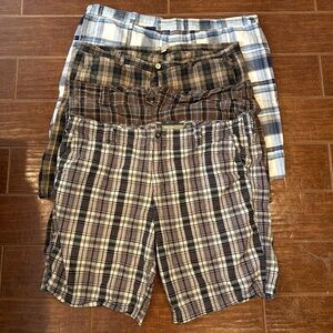 Plaid and Solid Shorts Set